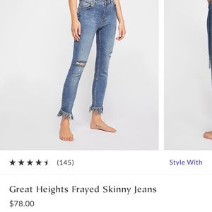 Free People Frayed Skinny Jeans